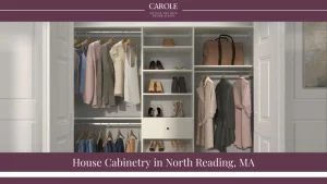 Elegant house cabinetry with organized closet and white shelves in North Reading, MA