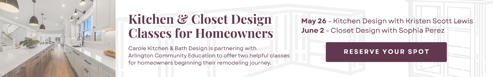 Website Banner - Classes at Arlington Community Education